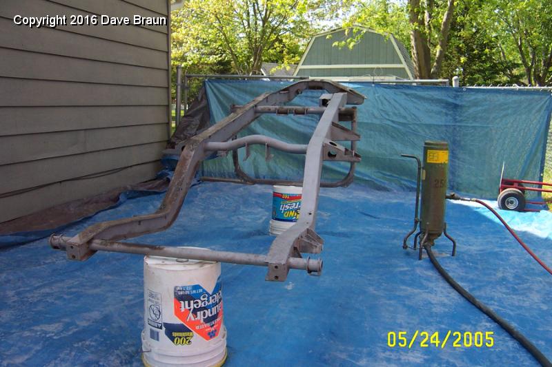 MGTD15470/Stripped to the Chassis/Sandblasting the Chassis bottom side